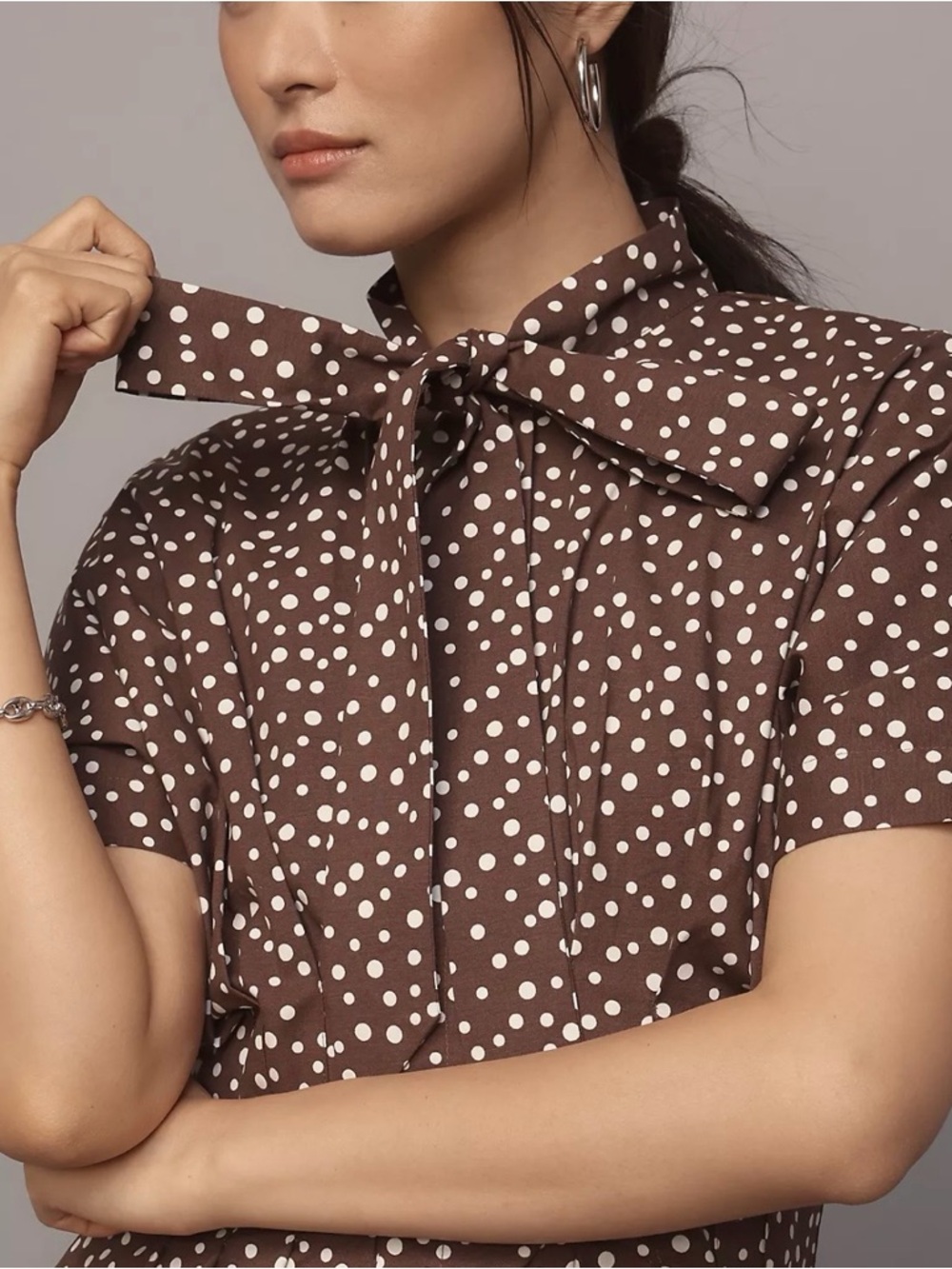 The Tobie Tie-Neck Shirt Dress by Exquise - Picture 3 of 7